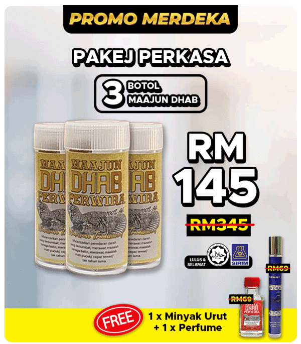 PAKEJ PERKASA - (3 botol + FREE 1 Minyak Dhab + FREE 1 Perfume Pheromone)