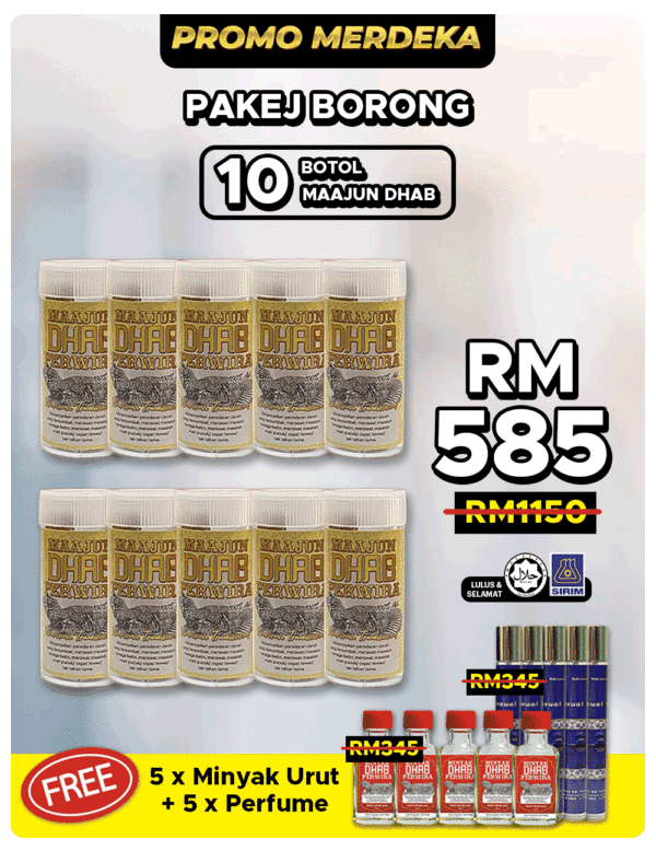 PAKEJ BORONG (10 botol + FREE 5 Minyak Dhab + FREE 5 Perfume Pheromone)